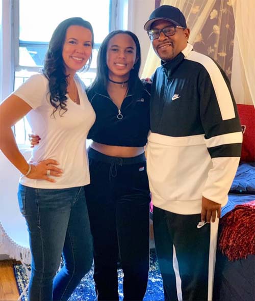A photo of Gibbs with her ex-husband and a daughter.